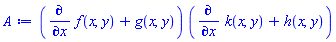 (diff(f(x, y), x)+g(x, y))*(diff(k(x, y), x)+h(x, y))