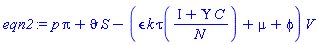 p*Pi+vartheta*S-(epsilon*k*tau((I+Upsilon*C)/N)+mu+phi)*V