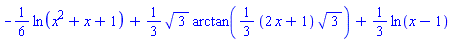 -(1/6)*ln(x^2+x+1)+(1/3)*3^(1/2)*arctan((1/3)*(2*x+1)*3^(1/2))+(1/3)*ln(x-1)