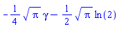 -(1/4)*Pi^(1/2)*gamma-(1/2)*Pi^(1/2)*ln(2)