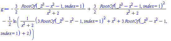 -(3/2)*RootOf(_Z^3-x^2-1, index = 1)/(x^2+2)+(3/2)*RootOf(_Z^3-x^2-1, index = 1)^2/(x^2+2)-(1/2)*ln((3*RootOf(_Z^3-x^2-1, index = 1)^2+x^2+3*RootOf(_Z^3-x^2-1, index = 1)+2)/(x^2+2))