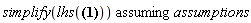 `assuming`([simplify(lhs((x__0+1)^(1/2)*(-2*beta^2*x__0-2*beta^2+4)^(1/2)*(-(x__0+1)*(beta^2-1))^(1/2)/((beta^2*x__0+beta^2-2)*(beta^2*x__0+beta^2-x__0-1)) = 2/((-beta^2+1)^(1/2)*(-2*beta^2*x__0-2*beta^2+4)^(1/2))))], [assumptions])