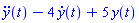 diff(diff(y(t), t), t)-4*(diff(y(t), t))+5*y(t)