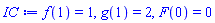 f(1) = 1, g(1) = 2, F(0) = 0