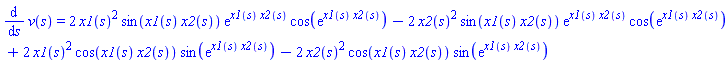 diff(v(s), s) = 2*x1(s)^2*sin(x1(s)*x2(s))*exp(x1(s)*x2(s))*cos(exp(x1(s)*x2(s)))-2*x2(s)^2*sin(x1(s)*x2(s))*exp(x1(s)*x2(s))*cos(exp(x1(s)*x2(s)))+2*x1(s)^2*cos(x1(s)*x2(s))*sin(exp(x1(s)*x2(s)))-2*x2(s)^2*cos(x1(s)*x2(s))*sin(exp(x1(s)*x2(s)))