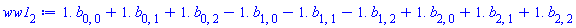 1.*b[0, 0]+1.*b[0, 1]+1.*b[0, 2]-1.*b[1, 0]-1.*b[1, 1]-1.*b[1, 2]+1.*b[2, 0]+1.*b[2, 1]+1.*b[2, 2]