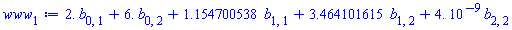 2.*b[0, 1]+6.*b[0, 2]+1.154700538*b[1, 1]+3.464101615*b[1, 2]+0.4e-8*b[2, 2]