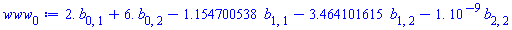 2.*b[0, 1]+6.*b[0, 2]-1.154700538*b[1, 1]-3.464101615*b[1, 2]-0.1e-8*b[2, 2]