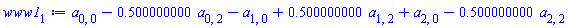 a[0, 0]-.500000000*a[0, 2]-a[1, 0]+.500000000*a[1, 2]+a[2, 0]-.500000000*a[2, 2]