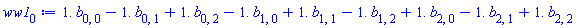 1.*b[0, 0]-1.*b[0, 1]+1.*b[0, 2]-1.*b[1, 0]+1.*b[1, 1]-1.*b[1, 2]+1.*b[2, 0]-1.*b[2, 1]+1.*b[2, 2]