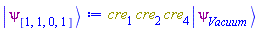 Physics:-`*`(cre[1], cre[2], cre[4], Physics:-Ket(psi, Vacuum))