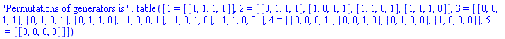 "Permutations of generators is", Ln