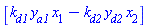 [k[d1]*x[1]*y[a1]-k[d2]*x[2]*y[d2]]