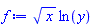 x^(1/2)*ln(y)