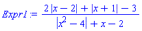 (2*abs(x-2)+abs(x+1)-3)/(abs(x^2-4)+x-2)