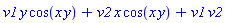 v1*y*cos(x*y)+v2*x*cos(x*y)+v1*v2