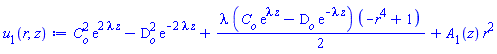 C[o]^2*exp(2*lambda*z)-D[o]^2*exp(-2*lambda*z)+(1/2)*lambda*(C[o]*exp(lambda*z)-D[o]*exp(-lambda*z))*(-r^4+1)+A[1](z)*r^2