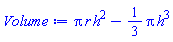 Pi*r*h^2-(1/3)*Pi*h^3