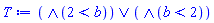Or(And(2 < b), And(b < 2))