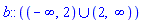 b::(`union`(RealRange(-infinity, Open(2)), RealRange(Open(2), infinity)))