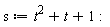 s := t^2+t+1: