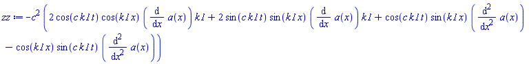 -c^2*(2*cos(c*k1*t)*cos(k1*x)*(diff(a(x), x))*k1+2*sin(c*k1*t)*sin(k1*x)*(diff(a(x), x))*k1+cos(c*k1*t)*sin(k1*x)*(diff(diff(a(x), x), x))-cos(k1*x)*sin(c*k1*t)*(diff(diff(a(x), x), x)))