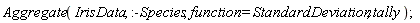 Aggregate(IrisData, :-Species, function = StandardDeviation, tally)