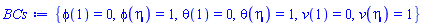 {phi(1) = 0, phi(eta) = 1, theta(1) = 0, theta(eta) = 1, v(1) = 0, v(eta) = 1}