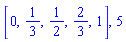 [0, 1/3, 1/2, 2/3, 1], 5