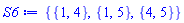 {{1, 4}, {1, 5}, {4, 5}}