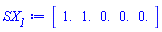 Vector[row](5, {(1) = 1.0, (2) = 1.0, (3) = 0., (4) = 0., (5) = 0.})