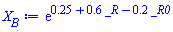 X__B := exp(.25+.6*_R-.2*_R0)