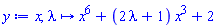 x, proc (lambda) options operator, arrow; x^6+(2*lambda+1)*x^3+2 end proc