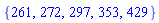 {261, 272, 297, 353, 429}