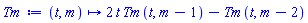 Tm := proc (t, m) options operator, arrow; 2*t*Tm(t, m-1)-Tm(t, m-2) end proc