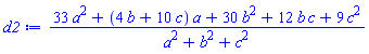 (33*a^2+(4*b+10*c)*a+30*b^2+12*b*c+9*c^2)/(a^2+b^2+c^2)
