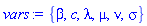 {beta, c, lambda, mu, nu, sigma}