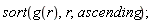 sort(g(r), r, ascending);