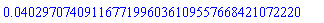 0.4029707409116771996036109557668421072220e-1
