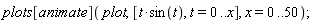 plots[animate](plot, [t*sin(t), t = 0 .. x], x = 0 .. 50)