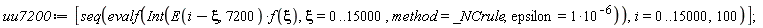 uu7200 := [seq(evalf(Int(E(i-xi, 7200)*f(xi), xi = 0 .. 15000, method = _NCrule, epsilon = 10^(-6))), i = 0 .. 15000, 100)]