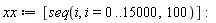 xx := [seq(i, i = 0 .. 15000, 100)]