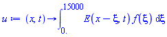 proc (x, t) options operator, arrow, function_assign; int(E(x-xi, t)*f(xi), xi = 0. .. 15000) end proc
