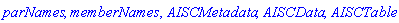 AISCShapes:-parNames, AISCShapes:-memberNames, AISCShapes:-AISCMetadata, AISCShapes:-AISCData, AISCShapes:-AISCTable