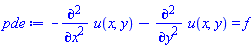 -(diff(diff(u(x, y), x), x))-(diff(diff(u(x, y), y), y)) = f