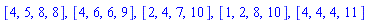 [4, 5, 8, 8], [4, 6, 6, 9], [2, 4, 7, 10], [1, 2, 8, 10], [4, 4, 4, 11]