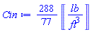 (288/77)*Units:-Unit(lb/ft^3)