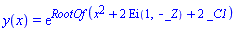 y(x) = exp(RootOf(x^2+2*Ei(1, -_Z)+2*_C1))