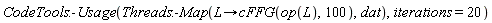 CodeTools:-Usage(Threads:-Map(proc (L) options operator, arrow; cFFG(op(L), 100) end proc, dat), iterations = 20)