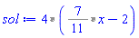 `%*`(4, `%*`(`%/`(7, 11), x)-2)